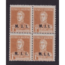ARGENTINA SERVICIO OFICIAL GJ 409cu CUADRO DE ESTAMPILLAS NUEVAS MINT U$  3,60